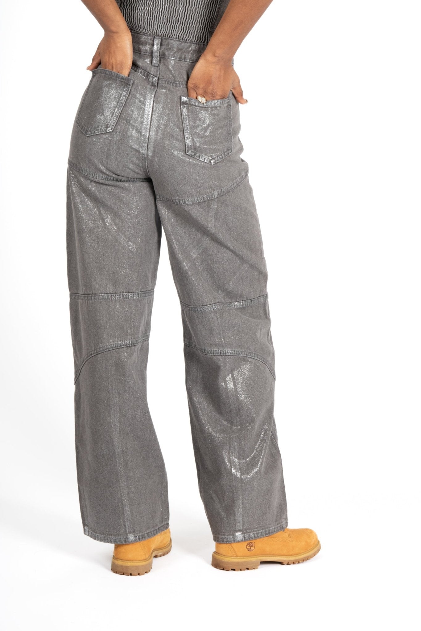 Liquor N Poker Bandeau Panel Detail Jumpsuit Metallic Silver - Liquor n Poker