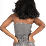 Liquor N Poker Bandeau Panel Detail Jumpsuit Metallic Silver - Liquor n Poker