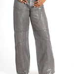 Liquor N Poker Bandeau Panel Detail Jumpsuit Metallic Silver - Liquor n Poker