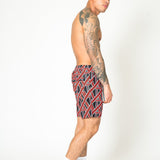 Liquor N Poker Black Relaxed Red & Black Geometric Shorts - Liquor n Poker