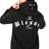 Liquor N Poker Black Rhinestone Embellished 'Blessed' Motif Hoodie - Liquor n Poker