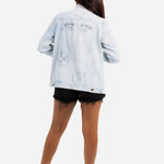 Liquor N Poker Boyfriend Fit Denim Jacket With Graffiti Illustration - Liquor n Poker