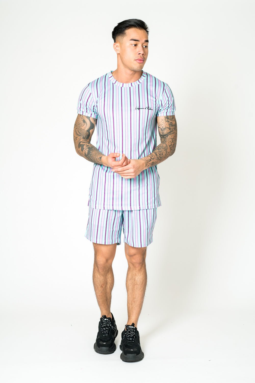 Liquor N Poker Lilac And Lime Relaxed Fit Shorts - Liquor n Poker
