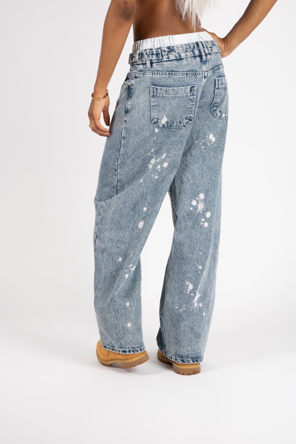 Liquor N Poker Low Rise Baggy Jeans Bleach Wash - Liquor n Poker