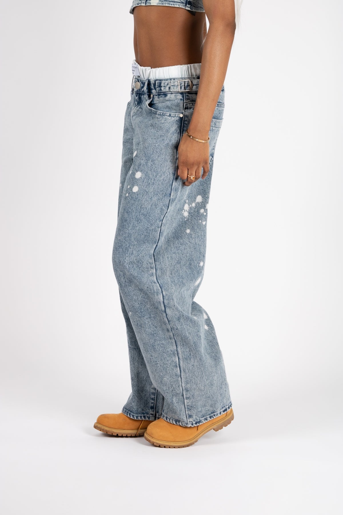 Liquor N Poker Low Rise Baggy Jeans Bleach Wash - Liquor n Poker