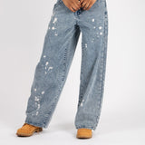 Liquor N Poker Low Rise Baggy Jeans Bleach Wash - Liquor n Poker