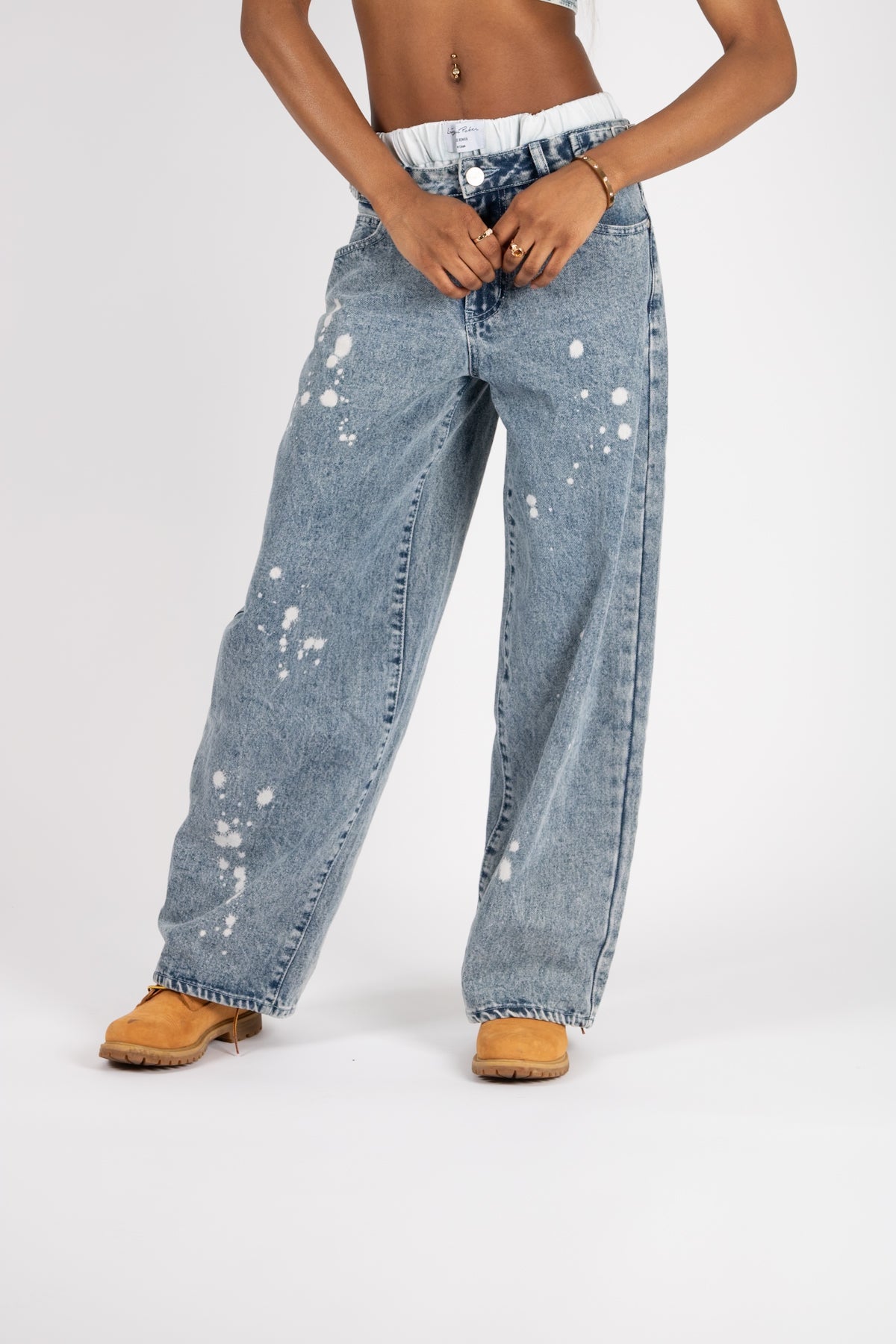 Liquor N Poker Low Rise Baggy Jeans Bleach Wash - Liquor n Poker