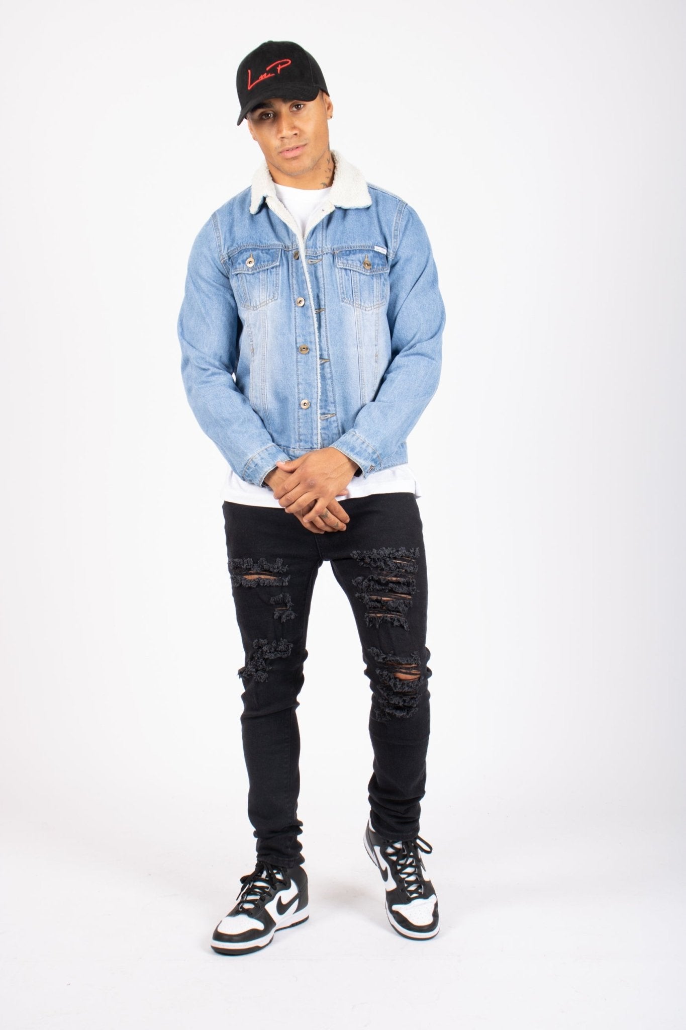 Liquor N Poker Norton Borg Collar Denim Jacket In Stonewash - Liquor n Poker