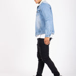 Liquor N Poker Norton Borg Collar Denim Jacket In Stonewash - Liquor n Poker