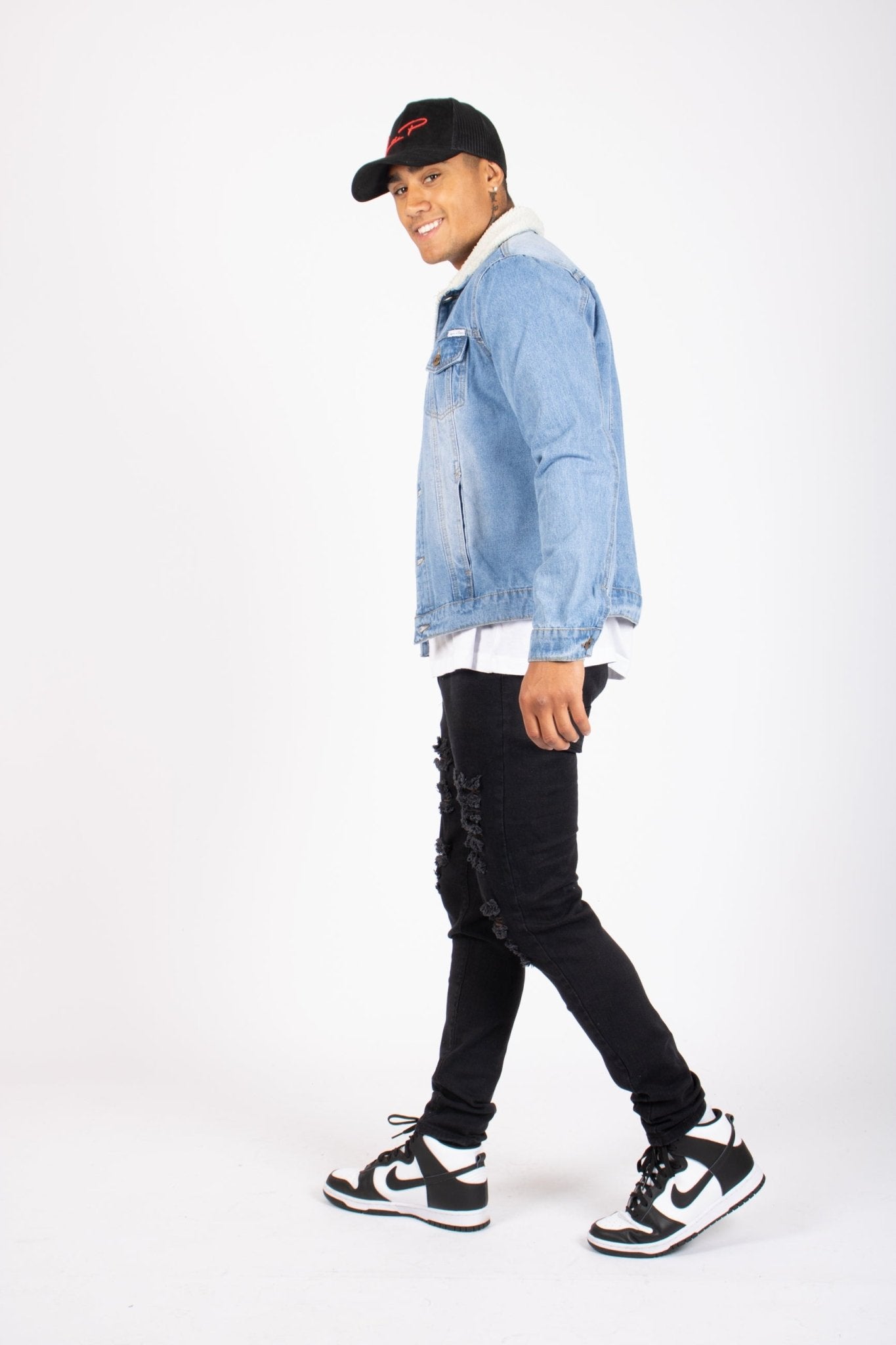 Liquor N Poker Norton Borg Collar Denim Jacket In Stonewash - Liquor n Poker