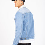 Liquor N Poker Norton Borg Collar Denim Jacket In Stonewash - Liquor n Poker