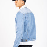 Liquor N Poker Norton Borg Collar Denim Jacket In Stonewash - Liquor n Poker
