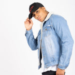 Liquor N Poker Norton Borg Collar Denim Jacket In Stonewash - Liquor n Poker