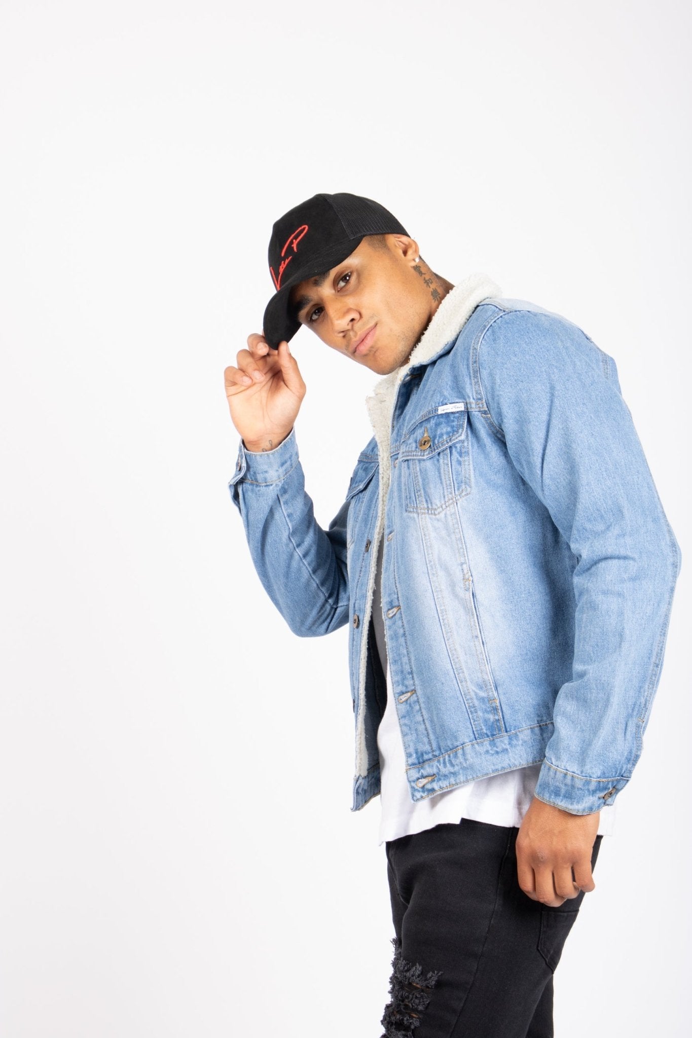 Liquor N Poker Norton Borg Collar Denim Jacket In Stonewash - Liquor n Poker