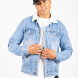 Liquor N Poker Norton Borg Collar Denim Jacket In Stonewash - Liquor n Poker