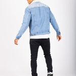 Liquor N Poker Norton Borg Collar Denim Jacket In Stonewash - Liquor n Poker