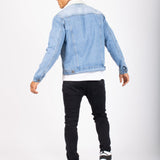 Liquor N Poker Norton Borg Collar Denim Jacket In Stonewash - Liquor n Poker