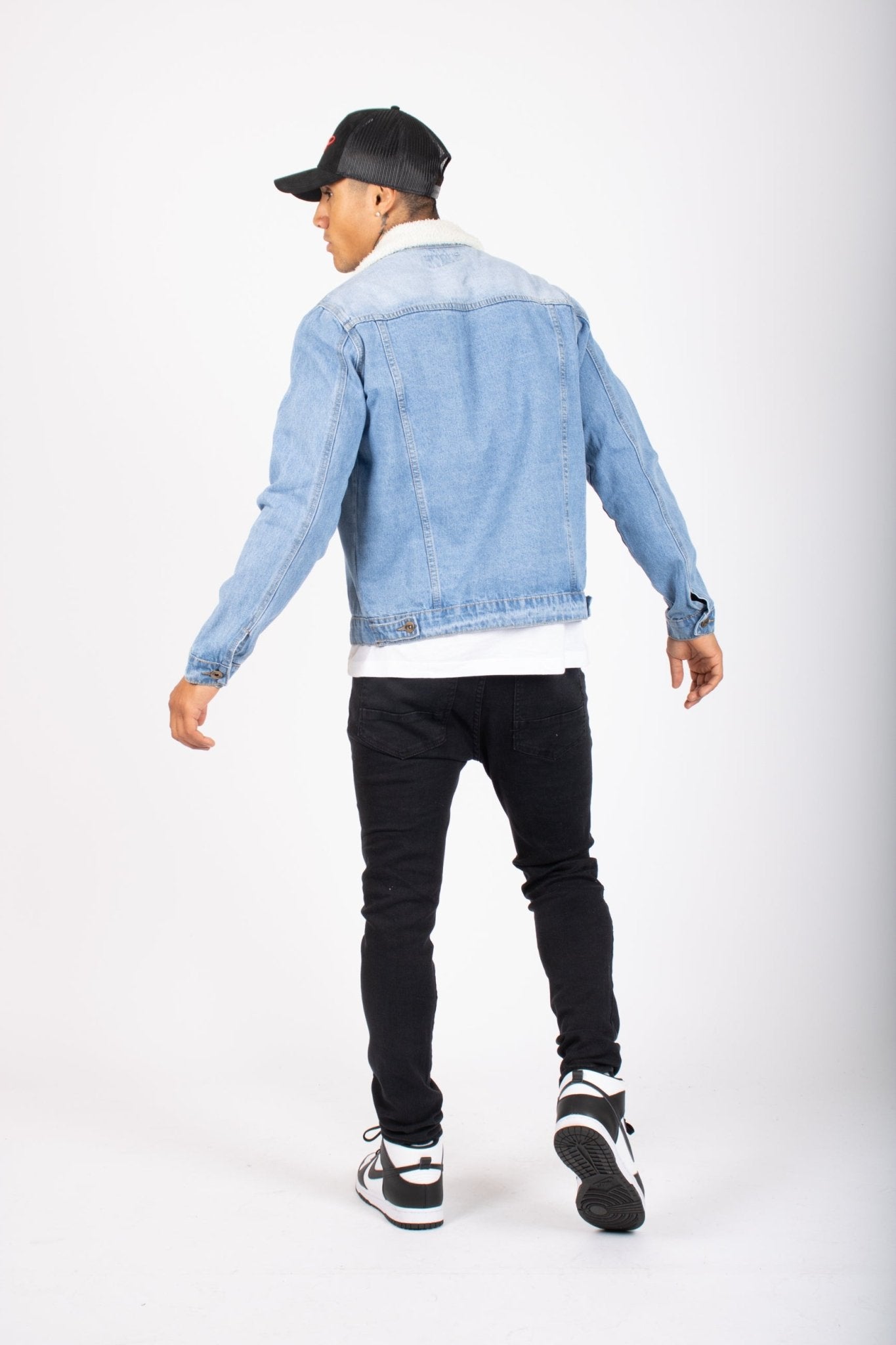 Liquor N Poker Norton Borg Collar Denim Jacket In Stonewash - Liquor n Poker