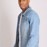 Liquor N Poker Norton Classic Slim Fit Denim Trucker Jacket In Stonewash - Liquor n Poker