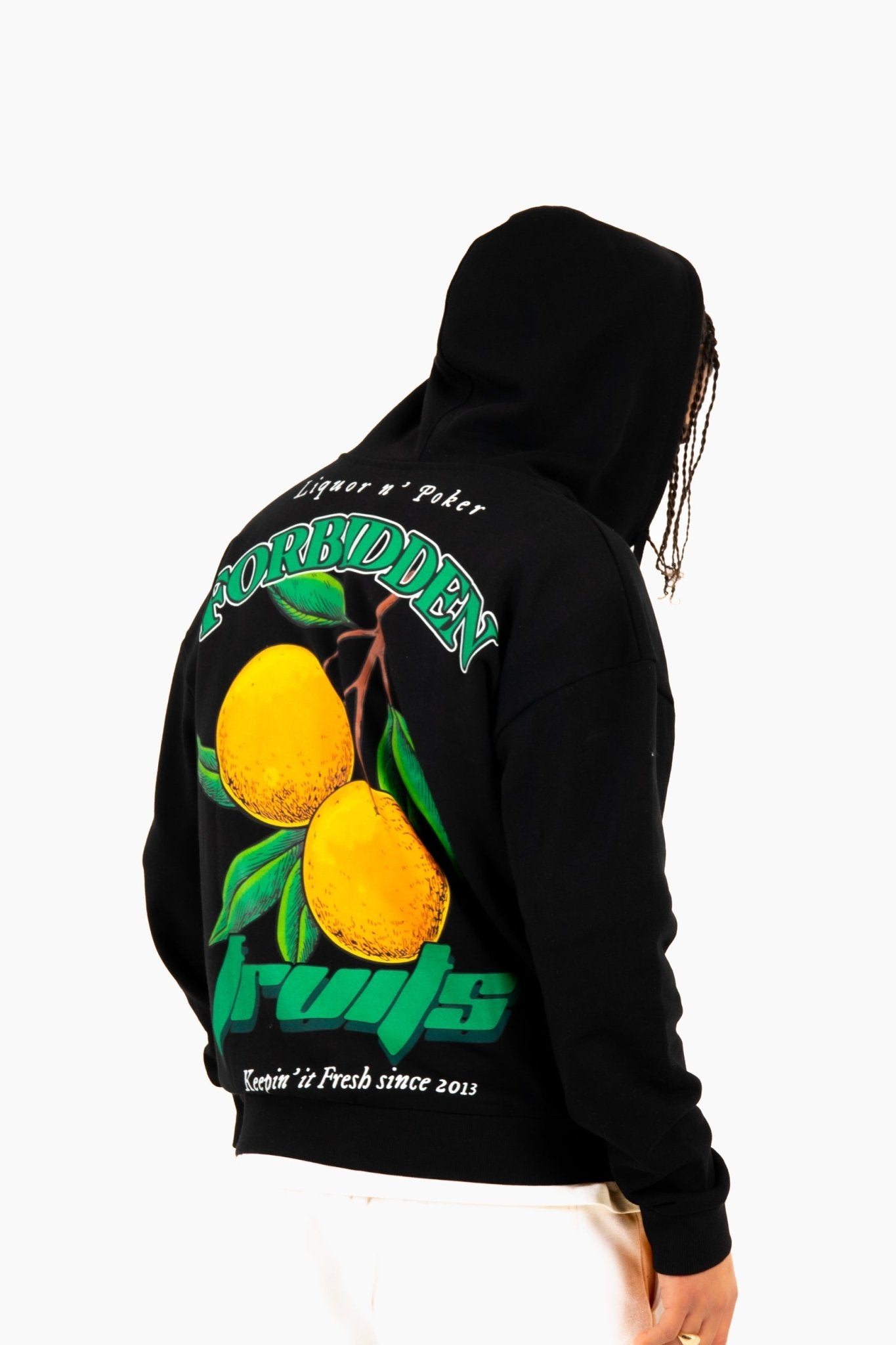 Liquor N Poker Oversized 'Forbidden Fruits' Back Printed Zip Up Hoodie - Liquor n Poker