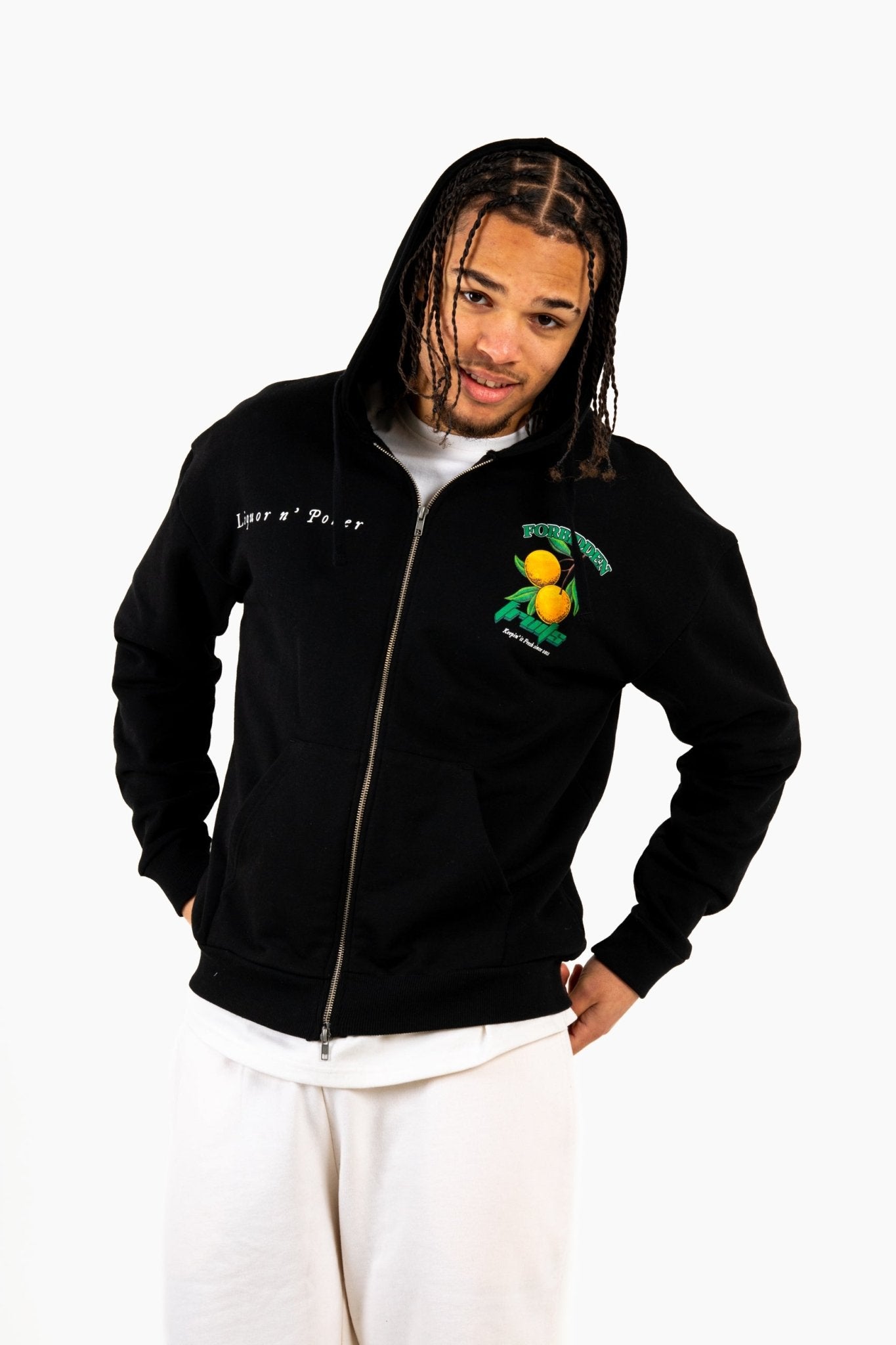Liquor N Poker Oversized 'Forbidden Fruits' Back Printed Zip Up Hoodie - Liquor n Poker