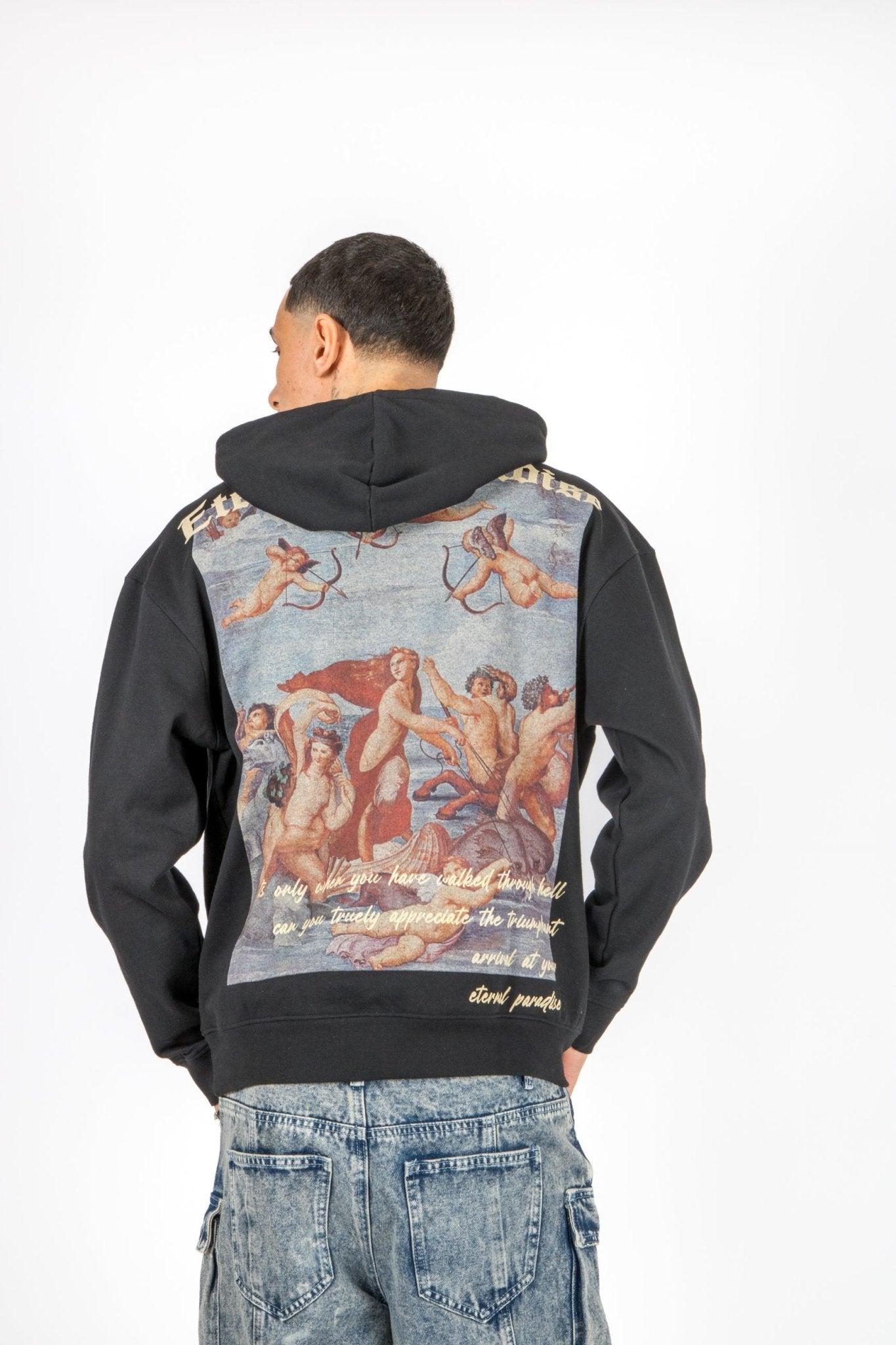 Liquor N Poker Oversized Hoodie Eternal Paradise Back Print Black - Liquor n Poker