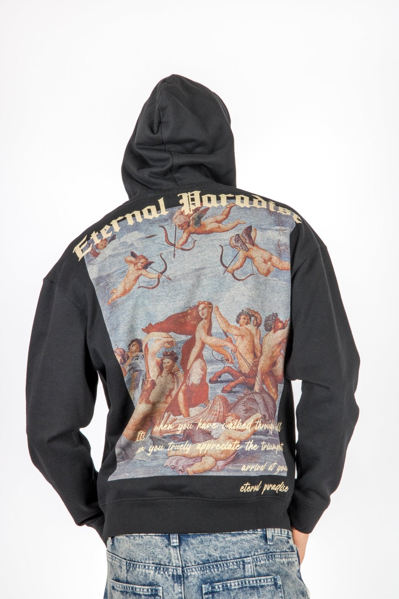 Liquor N Poker Oversized Hoodie Eternal Paradise Back Print Black - Liquor n Poker