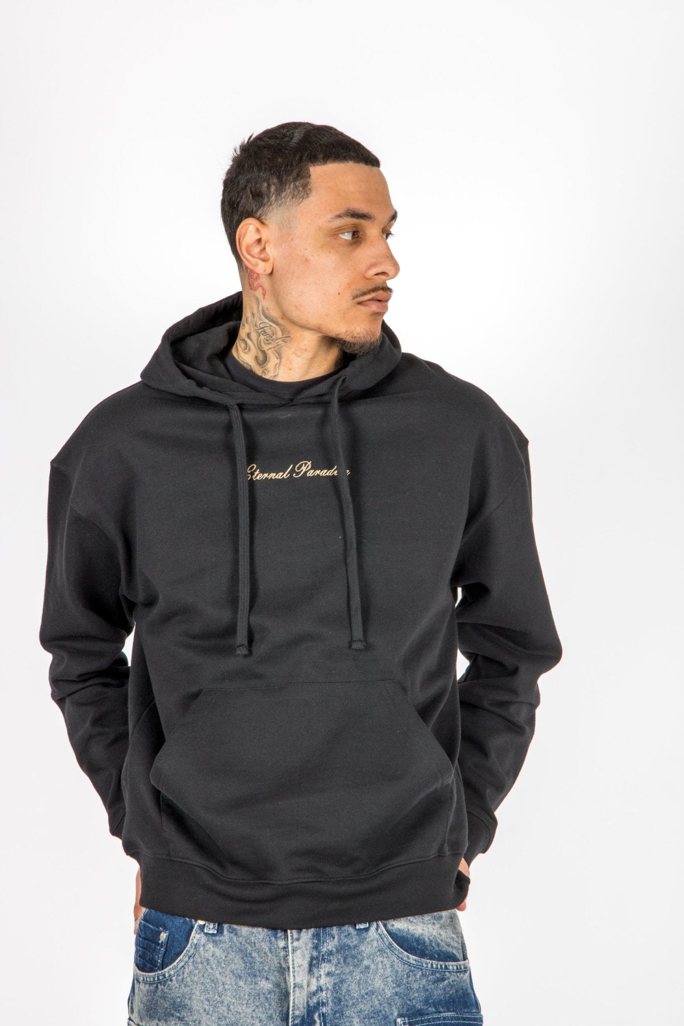 Liquor N Poker Oversized Hoodie Eternal Paradise Back Print Black - Liquor n Poker