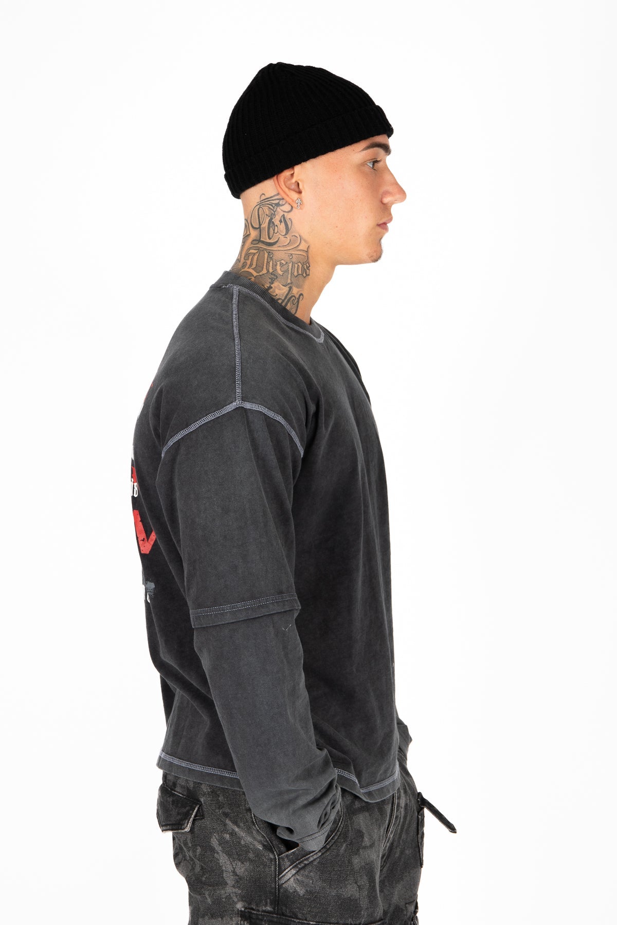 Liquor N Poker Principles Of Life Oversized Long Sleeve T-Shirt Black - Liquor n Poker