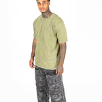 Liquor N Poker Raw Edge Emblem Relaxed Fit T-Shirt Washed Khaki - Liquor n Poker