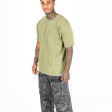 Liquor N Poker Raw Edge Emblem Relaxed Fit T-Shirt Washed Khaki - Liquor n Poker