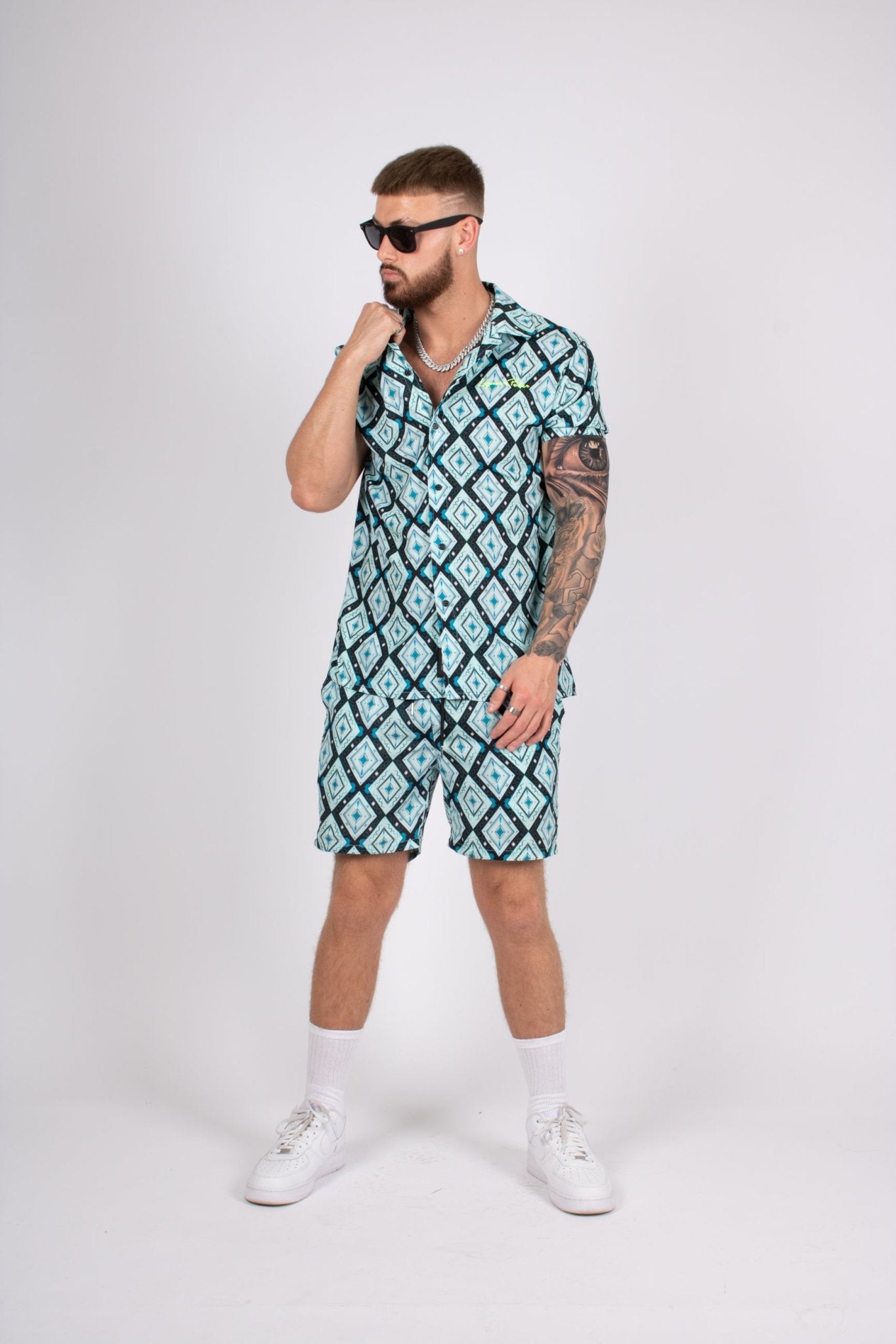 Liquor N Poker Relaxed Fit Diamond Print Shorts - Liquor n Poker