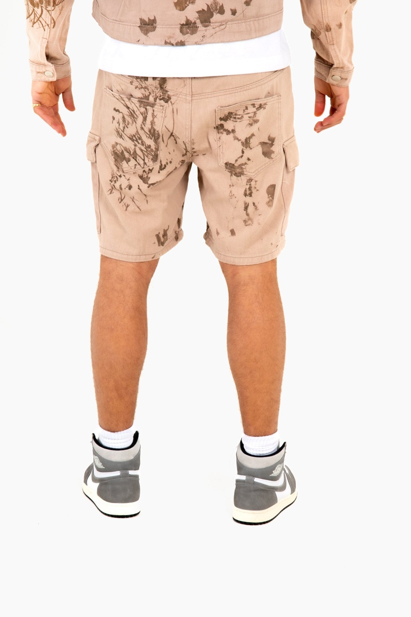 Liquor N Poker Sand & Brown Floral Twill Relaxed Cargo Shorts - Liquor n Poker