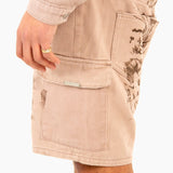 Liquor N Poker Sand & Brown Floral Twill Relaxed Cargo Shorts - Liquor n Poker