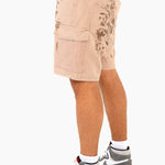 Liquor N Poker Sand & Brown Floral Twill Relaxed Cargo Shorts - Liquor n Poker