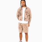 Liquor N Poker Sand & Brown Floral Twill Relaxed Cargo Shorts - Liquor n Poker