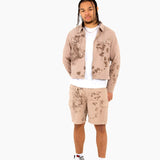 Liquor N Poker Sand & Brown Floral Twill Relaxed Cargo Shorts - Liquor n Poker
