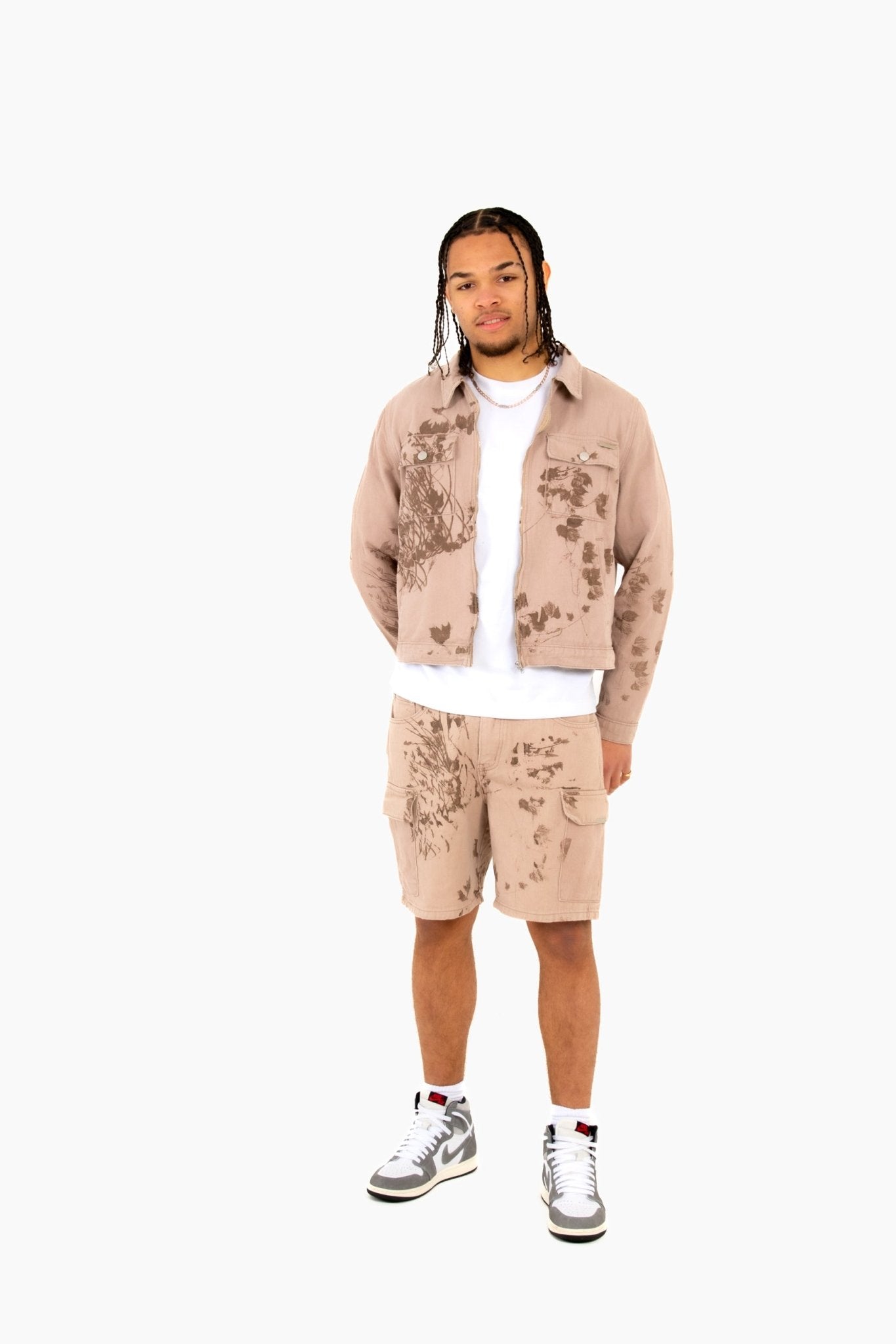 Liquor N Poker Sand & Brown Floral Twill Relaxed Cargo Shorts - Liquor n Poker