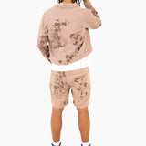 Liquor N Poker Sand & Brown Floral Twill Relaxed Cargo Shorts - Liquor n Poker