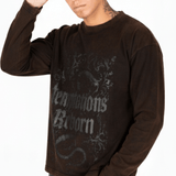 Liquor N Poker Snake Graphic Relaxed Fit Long Sleeve T-Shirt Brown - Liquor n Poker