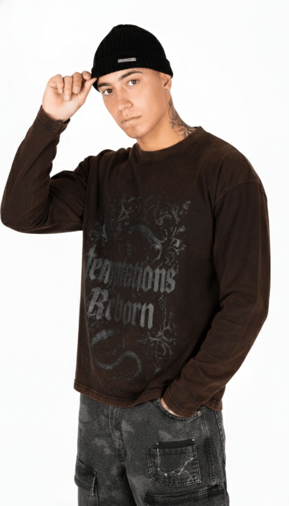 Liquor N Poker Snake Graphic Relaxed Fit Long Sleeve T-Shirt Brown - Liquor n Poker