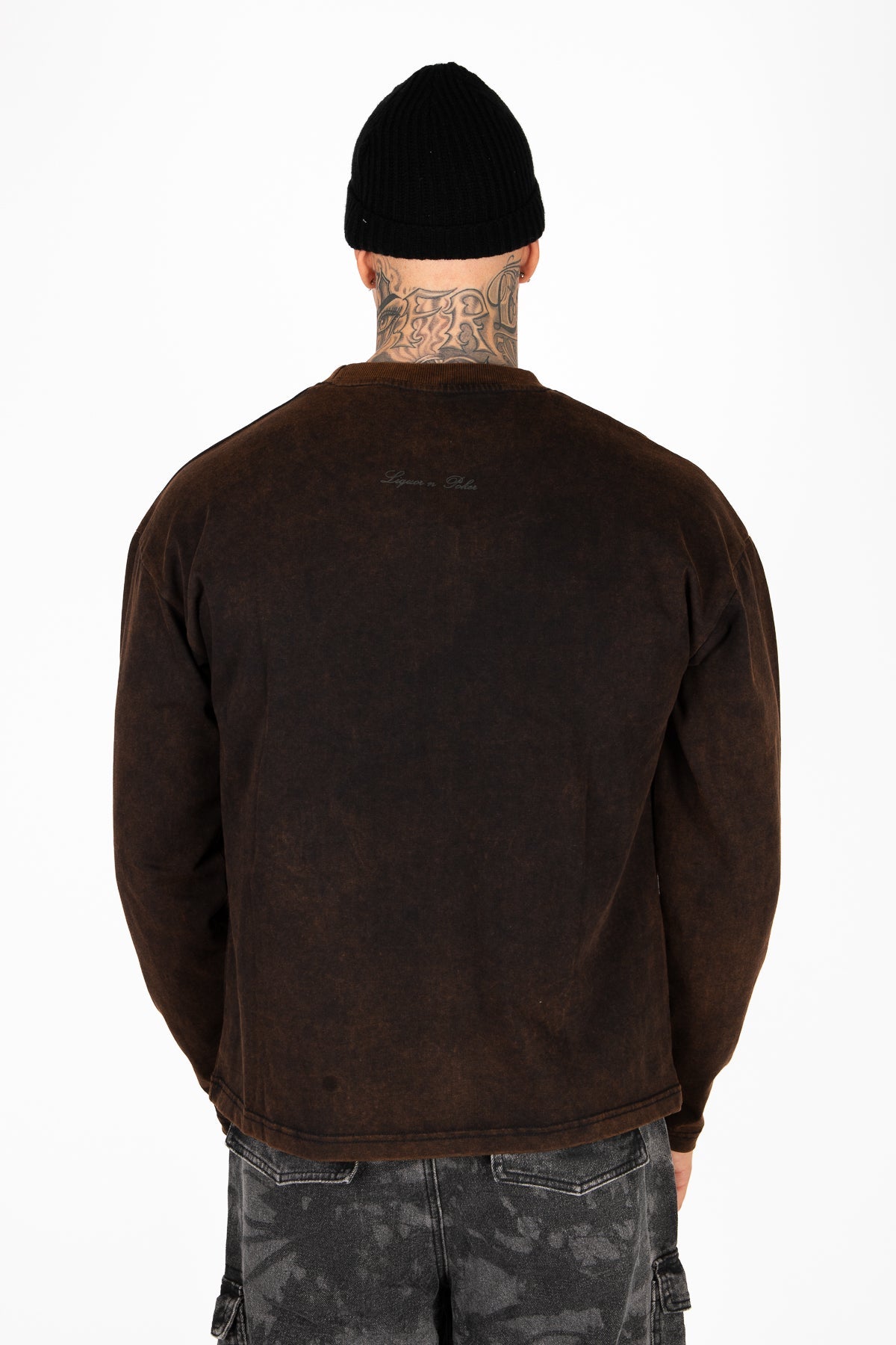 Liquor N Poker Snake Graphic Relaxed Fit Long Sleeve T-Shirt Brown - Liquor n Poker