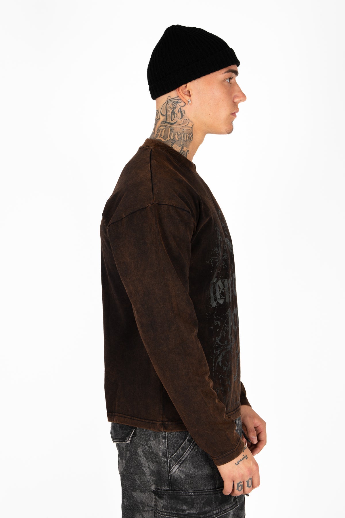 Liquor N Poker Snake Graphic Relaxed Fit Long Sleeve T-Shirt Brown - Liquor n Poker