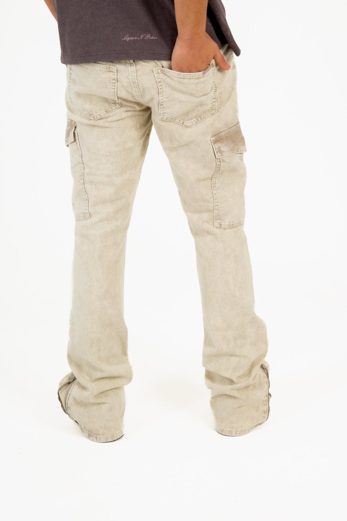 Liquor N Poker Stone Corduroy Slim Stacked Cargo - Liquor n Poker