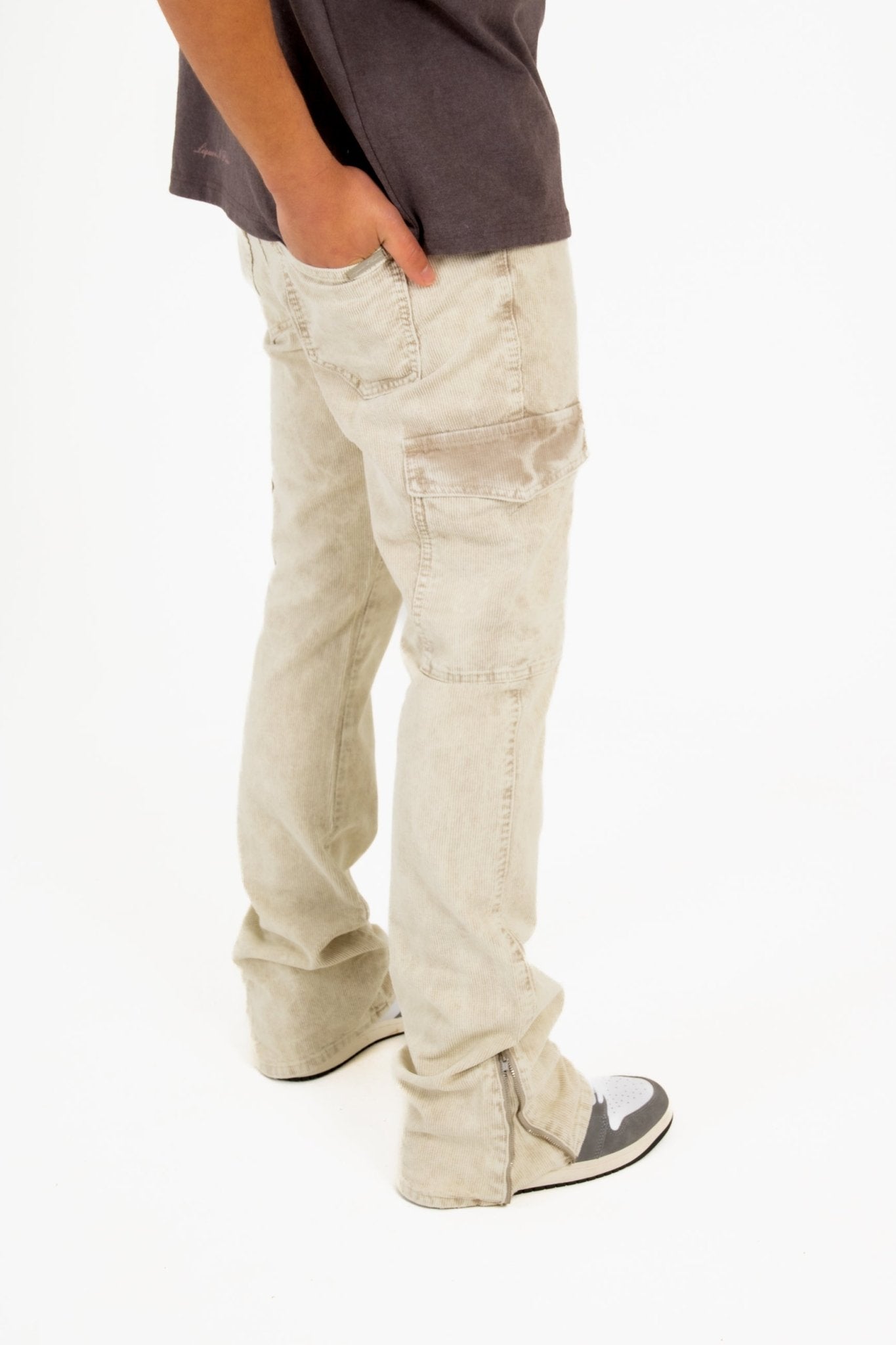 Liquor N Poker Stone Corduroy Slim Stacked Cargo - Liquor n Poker