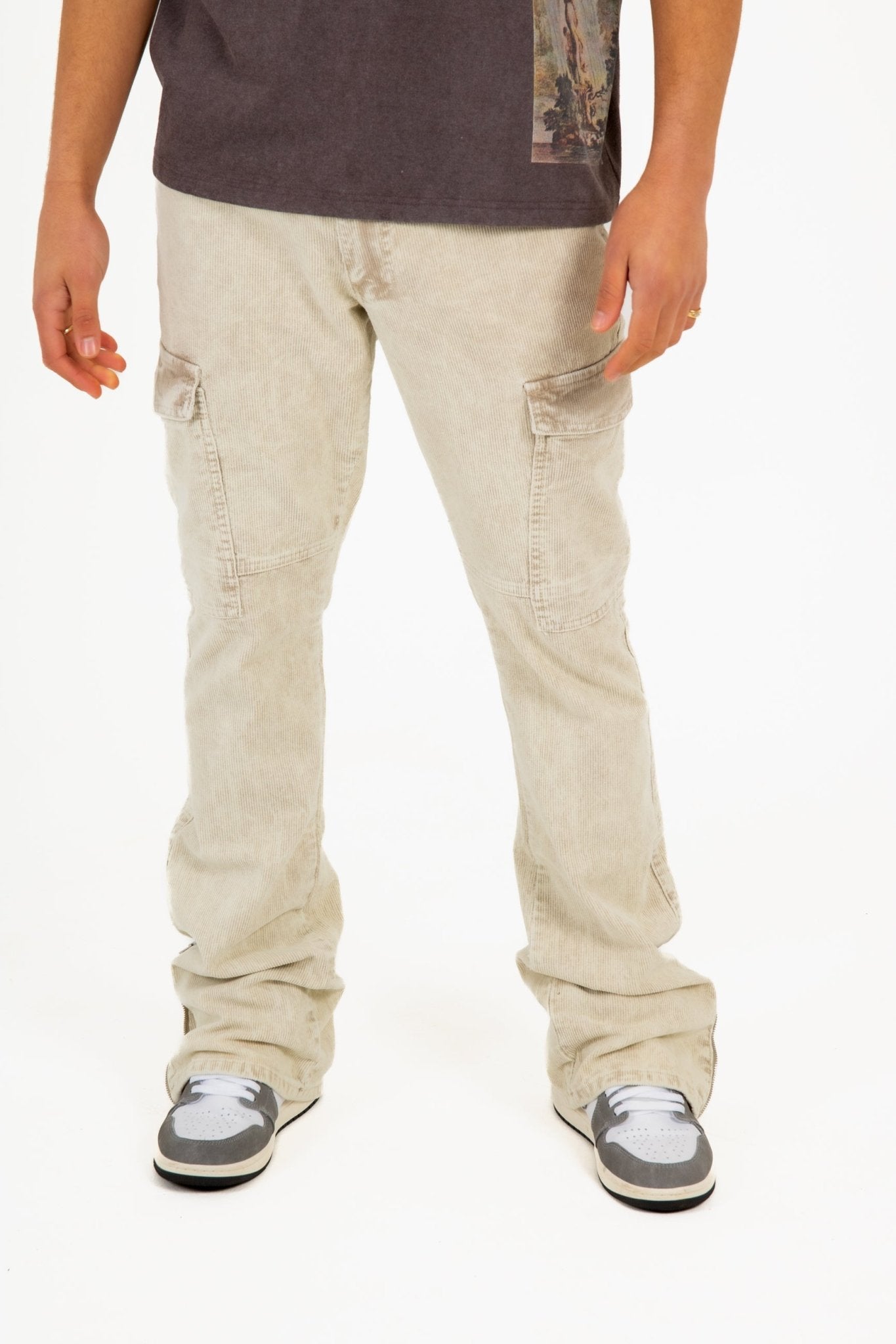 Liquor N Poker Stone Corduroy Slim Stacked Cargo - Liquor n Poker
