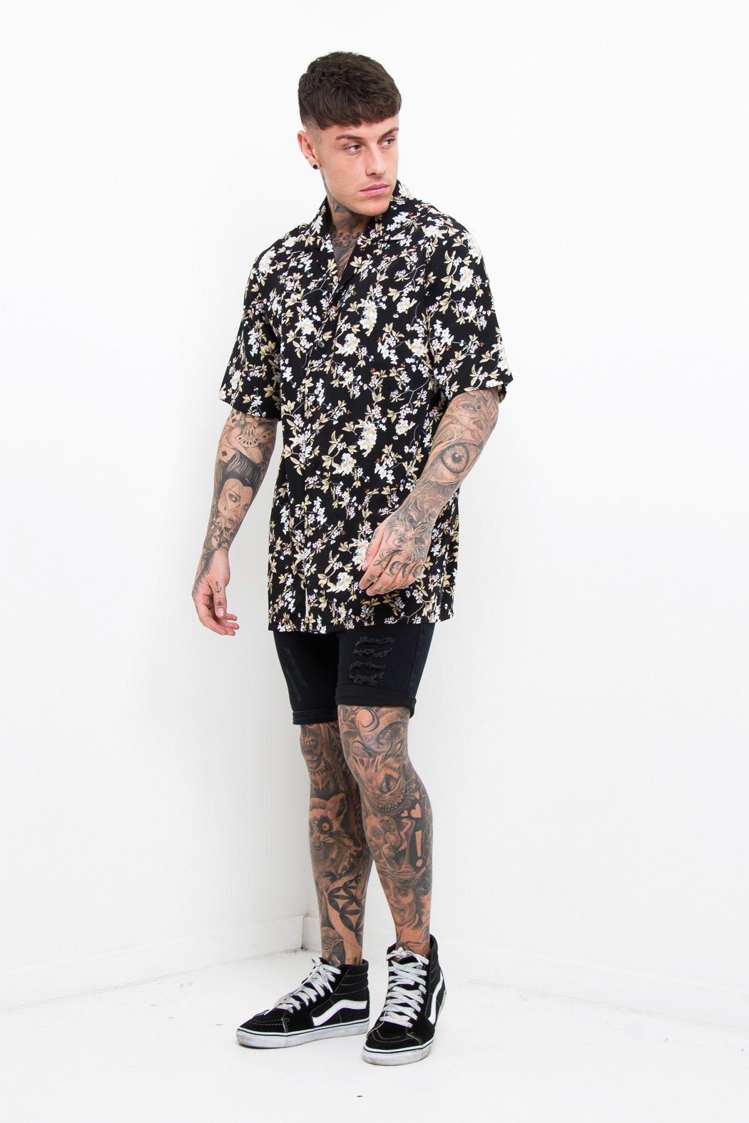 Liquor N Poker Super Skinny Black Wash Distressed Denim Shorts - Liquor n Poker