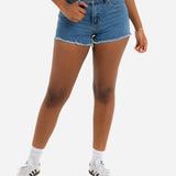 Liquor N Poker Topeka Blue Mid - Rise Denim Short With Raw Edge - Liquor n Poker