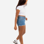 Liquor N Poker Topeka Blue Mid - Rise Denim Short With Raw Edge - Liquor n Poker