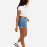 Liquor N Poker Topeka Blue Mid - Rise Denim Short With Raw Edge - Liquor n Poker